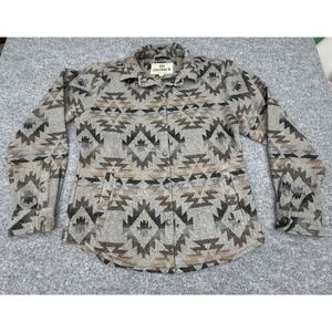Outback Trading Co Daphne Shirt Jacket Womens Large Gray Aztec Wool Blend 48702